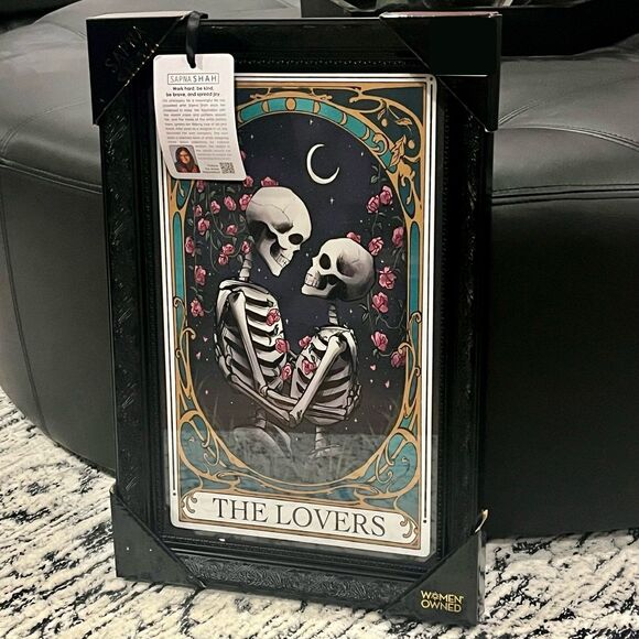 T.J.Maxx Other - Sapna Shah Tarot Card ‘The Lovers’ Skeletons Black Framed Wall Art Decor